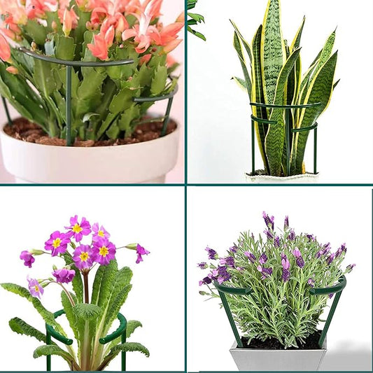 12 Pack Plant Support for Indoor and Outdoor Small Plants，Half Round for Potted Plants, Plastic Ring Flower Stakes with 20Pcs Plant Garden Clips