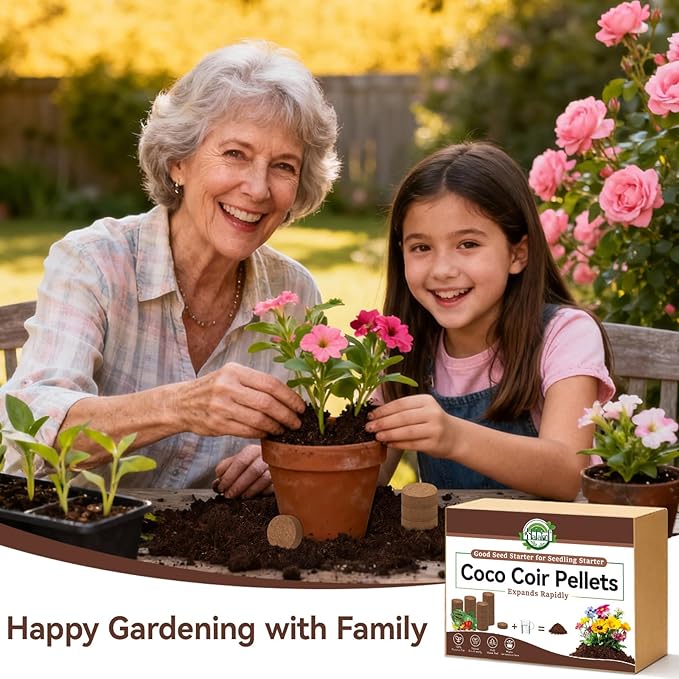 Halatool 55 Pcs 30mm Organic Coco Coir Pellets Seed Starter Soil, Compressed Coconut Coir Potting Soil Discs for Planting Vegetables, Fruits, Flowers