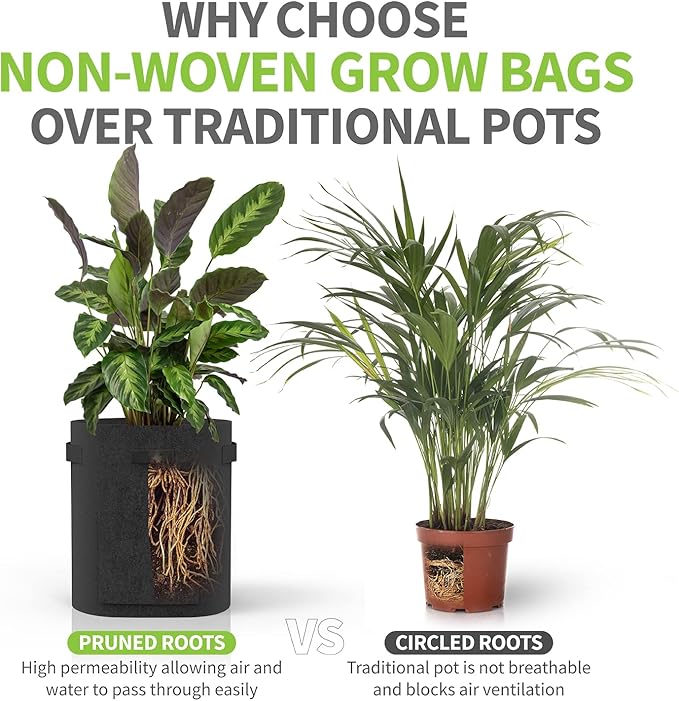 Fosmon Garden Potato Grow Bags with Flap 7 Gallon (4 Pack), Heavy Duty Non-Woven Fabric Planter Bag with Handles & Harvest Window Plant Grow Pot Bag for Tomato Carrot Onion Vegetable Garden Planting