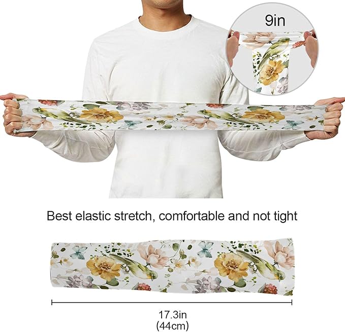 Wamika Gardening Sleeves Spring Globe Daisy Flowers Farm Sun Protective Arm Sleeves with Tumb Hole