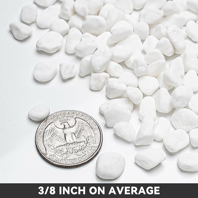 Onlyfire 2lb White Pebbles,1/5" Natural Decorative River Rocks Aquarium Gravel for Indoor Plants, Vases, Succulents and Outdoor Garden Landscaping