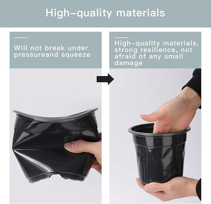 Oubest Plastic Black Plant Nursery Pots 6" 100 pcs 0.5 Gallon for Flower Plant Container Seed Starting Seedlings Reusable Transplanting Succulent Propagation Planting Pots