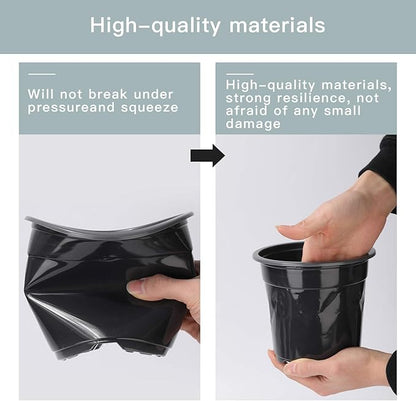 Oubest Plastic Black Plant Nursery Pots 6" 100 pcs 0.5 Gallon for Flower Plant Container Seed Starting Seedlings Reusable Transplanting Succulent Propagation Planting Pots
