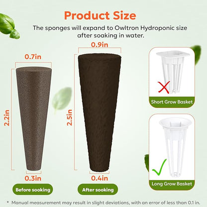 Owltron 165 Pcs Hydroponic Seed Pods Kits, Grow Anything Kit Pod for Indoor Herb Garden with 50 Sponges, 4 A&B Nutrient Plant Food, 30 Baskets, 50 Stickers, 30 Germination Domes, 1 Tweezer