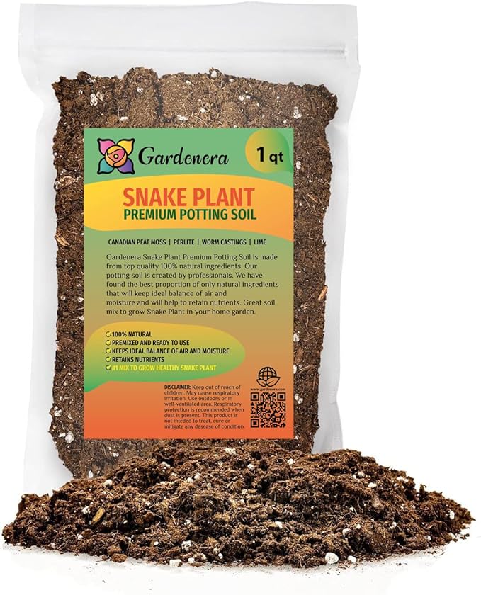 Premium Snake Plant Potting Soil Mix - 1 Quart - All-Natural and Organic - Perfect for Potting and Repotting Your Green Sansevieria Trifascatia Zeylanica Plants