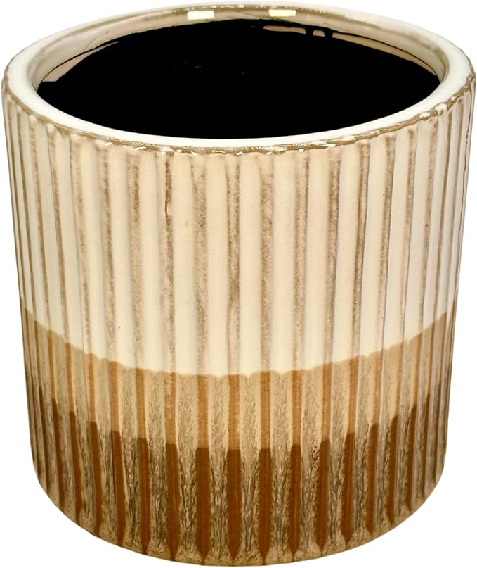 Admired by Nature 5" Ceramic Flower Planter Pot - for Home Decor, Indoor Plants, Garden Display, Organization - Brown