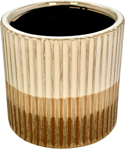 Admired by Nature 5" Ceramic Flower Planter Pot - for Home Decor, Indoor Plants, Garden Display, Organization - Brown