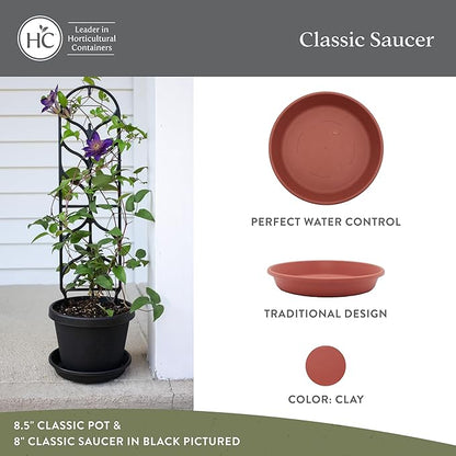 The HC Companies 17.5 Inch Classic Round Plant Saucer, Lightweight UV-Resistant Plastic Outdoor & Indoor Flower Pot Tray, 2-Pack Plant Pot Trays for Garden & Home Decor, Clay