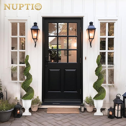 NUPTIO 6 Pcs Classic Urn Planter, 13.98 inch Tall Large Plastic Outdoor Urns Planters, Pedestal Flower vases Plant Pot, Resin Grecian Plants Pots for Garden Porch Front Door, White