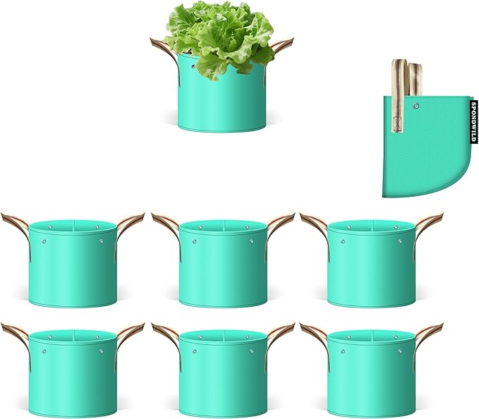 7 Pcs 1 Gallon Potato Grow Bag, PE Garden pots Plant Grow Bag with Branch-Binding Holes and Drain holefor for Vegetables, Strawberries, Flowers