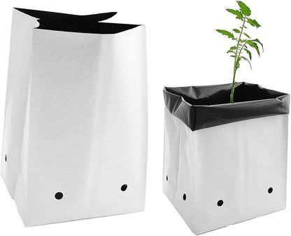 Viagrow Grow Bags Thick Plastic Grow Bags for Potting, Seedlings, Rootings, 2 Gallon 50 Pack, White
