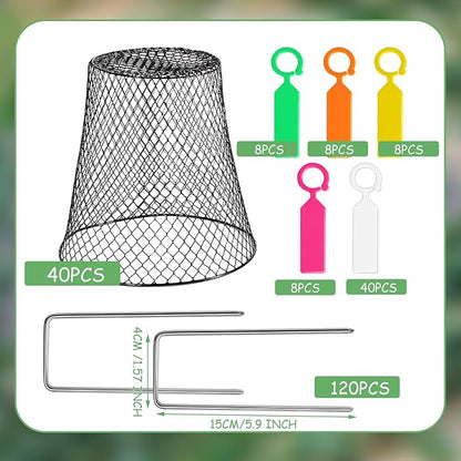 40 Pcs 8 inch Chicken Wire Plant Covers,Wire Garden Cloches Chicken Wire Cloche Plant Protector Metal Heavy Duty Garden Plant Cloche for Keeping Bunnies Chicken Squirrels Birds Other Out