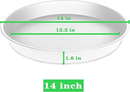 4 Pack of 14 inch Plant Saucers, Plant Saucer 14" Round, Plastic Plant Tray for Flower Pots, White Planters for Indoor Plants, Plant Trays for Planter 12-15" (14", Creamy White)