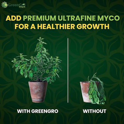 GreenGro Premium Ultrafine Myco Fertilizer - Root Enhancer/Bigger Yields/Improves Nutrient Uptake/Indoor & Outdoor Plant Food Fertilizer Blend for Hydroponic Gardens
