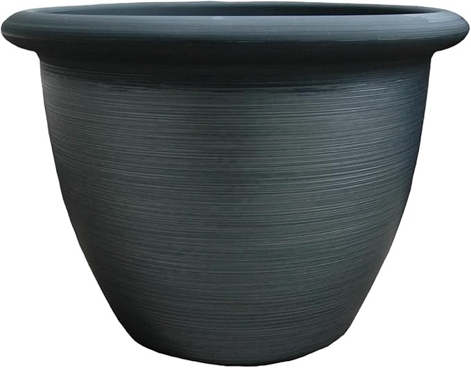 The HC Companies Sevilla Flower Planters - Durable Outdoor & Indoor Planter - Round Lightweight Self Watering Plant Pots for Herbs & More (12" Painted Black, Pack of 1)
