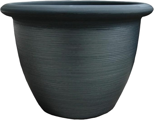 The HC Companies Sevilla Flower Planters - Durable Outdoor & Indoor Planter - Round Lightweight Self Watering Plant Pots for Herbs & More (9" Painted Black, Pack of 1)