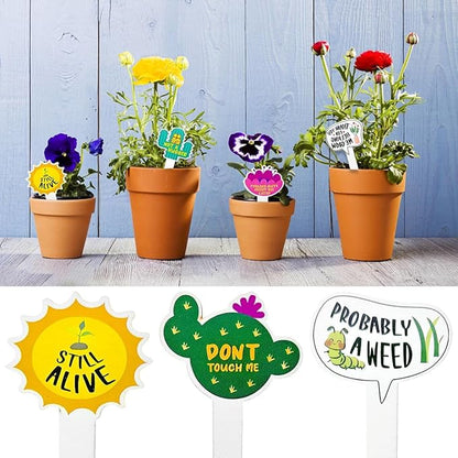15 PCS Plant Labels,Wooden Funny Garden Labels,15 Styles Assorted Shapes Words Plants Tags Plant Labels Garden Markers for Vegetables Succulent Flowers Greenery Potted Plants