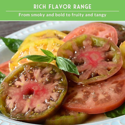 Colorful Heirloom Tomato Seeds – 5 Variety Pack with Rare Non-GMO Tomatoes for Planting | Black Krim, Cherokee Purple, Hillbilly, Aunt Ruby’s Green, Great White - Survival Garden Seeds