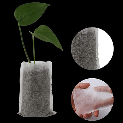 Augshy Nursery Growing Bags, 400pcs Fabric Plant Bags, Non-Woven Plants Grow Bags, Seeding Starter Bag Seedling Plants Pots Home Garden Outdoor Greenhouse Supplies