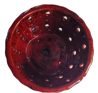 Ceramic Orchid Pot with Attached Saucer and Drainage Hole 6'' Orchid Planter (Red)