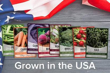 Gardeners Basics Winter, Fall, and Spring Vegetable Seeds for Planting | Cool Weather Crops | 8 Varieties: Sugar Snap Pea, Carrot, Beet, Radish, Lettuce, Broccoli, Kale, Cabbage