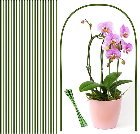 20Pcs Plant Stakes,Plant Sticks, Garden Bendable Single Stem Plant Support Stakes Tall for Indoor and Outdoor Plants,Potted Plants,Flowers,Orchid,Tomato-23.6 Inches Green