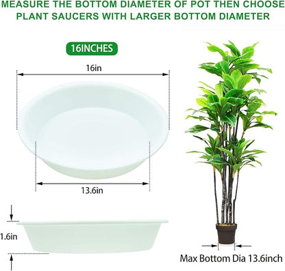 TITE 3 Pack Plant Saucer Heavy Duty Sturdy Drip Trays for Indoor and Outdoor (16 Inch, White)