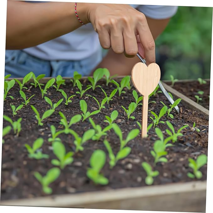 20pcs Wooden Heart Plant Labels - Cute Garden Markers for Potted Plants - Durable Plant Tags for Use