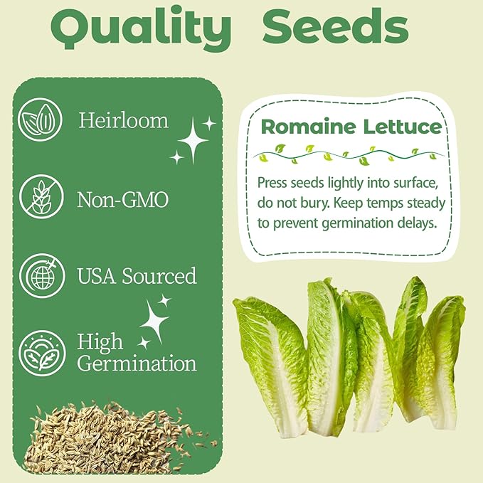 8-Pod Romaine Seed Pod Kit for Aerogarden, Includes Lettuce Seeds, Universal Hydroponic Pods Indoor Gardening Supplies (8-Pod)