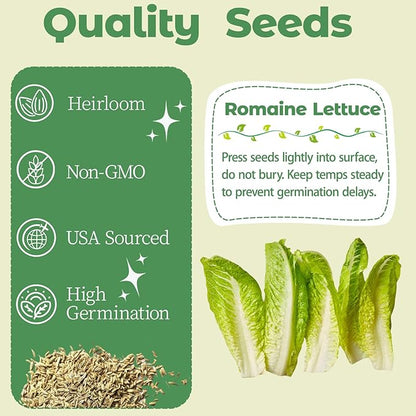 8-Pod Romaine Seed Pod Kit for Aerogarden, Includes Lettuce Seeds, Universal Hydroponic Pods Indoor Gardening Supplies (8-Pod)