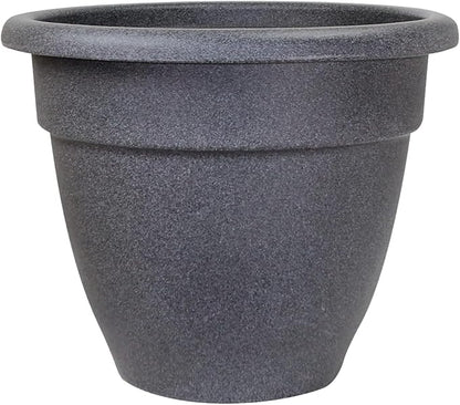 The HC Companies 30 Inch Caribbean Planter Pots with Drainage & Plug, Rolled Rim Plastic Planters for Indoor & Outdoor Plants, 1-Pack Decorative Flower Pots for Garden, Office & Home Decor, Granite