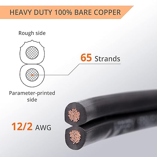 Wirefy 12/2 Low Voltage Landscape Wire 100 ft | Low Voltage Landscape Lighting Wire | Pure Copper | Outdoor Direct Burial | 12-Gauge 2-Conductor 100 Feet | UL Listed