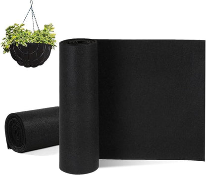 2 Rolls 12x80 Inch Felt Fabric Planter Natural Coconut Non Woven Black Sheets Potting for Garden Flower Basket Animal Pets