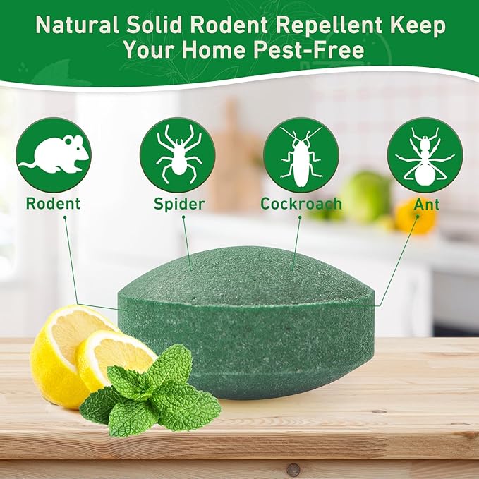 Mouse Rodent Repellent, 48 Pack Peppermint Oil for Mice, Mouse, Rats, Squirrel, Pest Control Indoor & Outdoor Use, Natural Deterrent Replace Trap Poisoning Family & Pet Safe Green