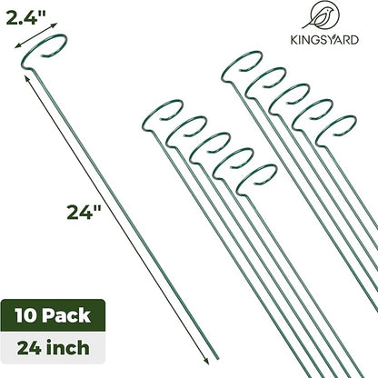 Kingsyard 24 Inch Plant Support Stake - 10 Pack, 4.5mm Thick All Metal Garden Plant Stakes Plant Prop for Single Stem Flowers Dahlia Amaryllis Orchid Lily Rose Peony Tomatoes Gladiolus
