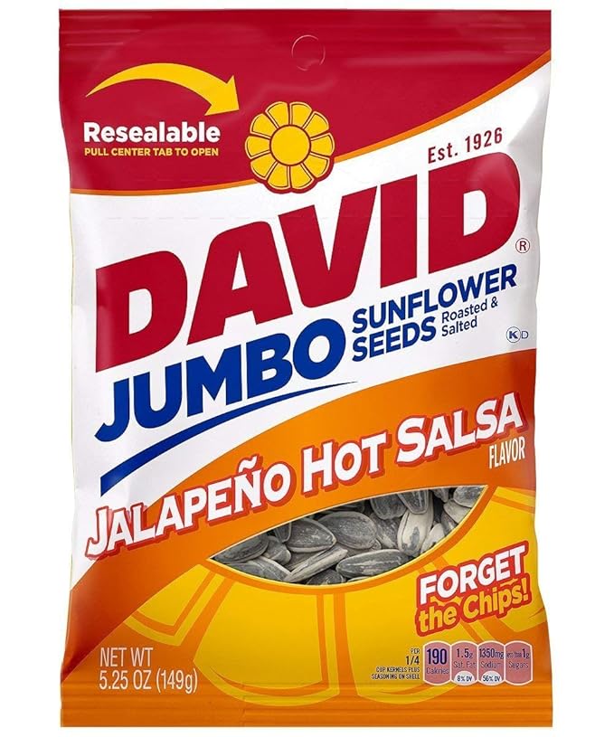 David Jumbo Sunflower Seeds Jalapeno Hot Salsa (Pack of 4)