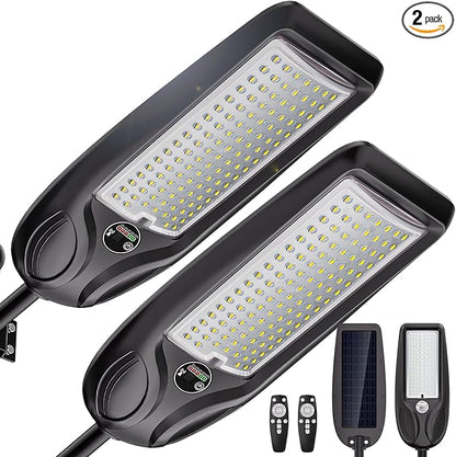 7000W Solar Street Lights Outdoor Waterproof IP66 , Heavy Duty Solar Powered LED Flood Light, Commercial Parking Lot Dusk to Dawn, 7000K Motion Sensor with Remote Control Garage, Pathway 2 Pack