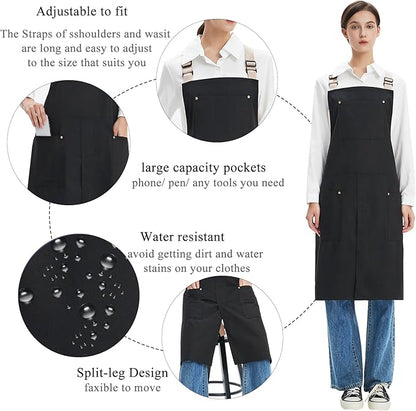 Pottery Apron Split Leg Waterproof Unisex Crossback Apron with Large Pockets