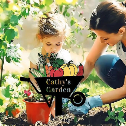 Personalized Colorful Vegetable Garden Sign, Customized Custom Vegetable Garden Stake Label Metal Sign for Outdoor Yard Decor Lawn Art Plant Marker Farmhouse Decorative Housewarming Gift