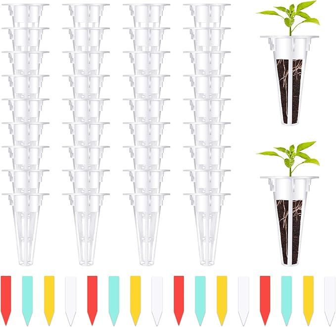 YBB 50PCS Grow Baskets, Hydroponic Seed Starter Pods Baskets Replacement Compatible with Aerogarden Hydroponic Growing System with 60 Pcs Plant Labels