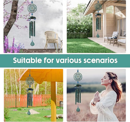 Wind Chimes for Outside Zen Atmosphere Wind Chime Windchime Outdoors for Outdoor Garden Patio Decor with Mandala Design Windchime Gifts for Mother Grandma Sisters(6 Petal)