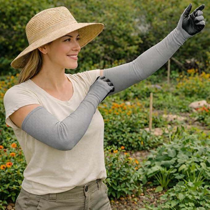Long Sleeve Gardening Gloves, Protection Sleeves, No-Slip Grip Strong Durable Garden Gloves, Extended Cuff Women Men