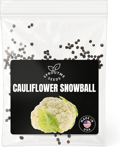 Cauliflower Snowball Seeds for Planting – 300+ Heirloom Non-GMO White Head Cauliflower, Cool Season Vegetable for Spring & Fall Gardens, High Germination (Brassica oleracea VAR. botrytis)