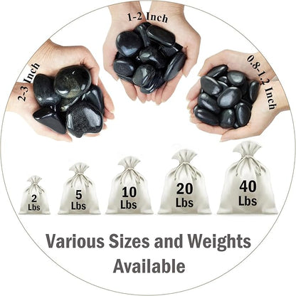 10 lbs Black Pebbles for Plants, 2-3 inch Large River Rocks for Plants, Decorative Stones for Planters Vase Aquarium Fish Tank and Outdoor Garden Landscaping