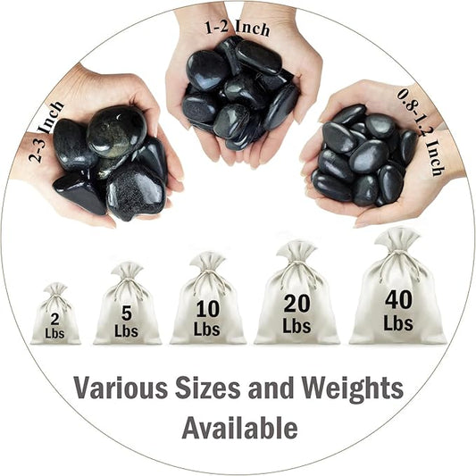 40 lbs Black River Rocks for Landscaping, 2-3 inch Pebbles for Indoor Plants, Large Decorative Stones for Planters Aquarium Fish Tank and Garden Rocks