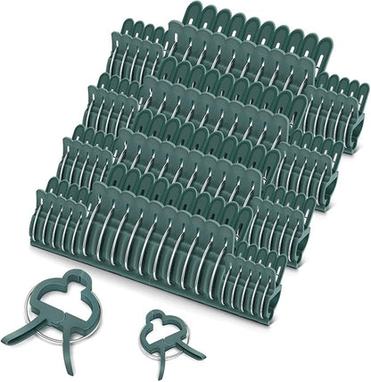 iPower 80 PCS Clips for Straightening Bamboo Stakes and Tomato Cages, Gardening Tools for Supporting Climbing Vines, Stalks, Stems and Plant Trellis, Green