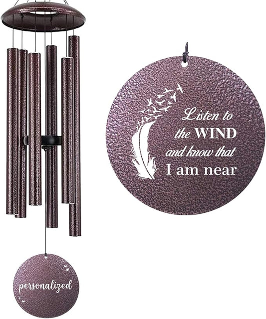 ASTARIN 36" Large Deep Tone Personalized Sympathy Wind Chimes, Memorial Wind Chime for Loss of Mother Father Loved One, Angel's Feather Bereavement Gifts Decor Outdoor Patio Garden, Produced in USA