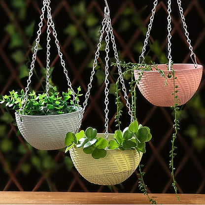 Foraineam 10 Pack Mini Hanging Planters Garden Self-Watering Flower Plant Pot Container Succulent Planter Pots with Hanging Chain