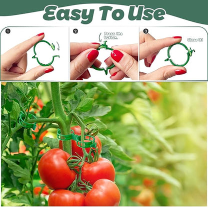 OJYUDD 400 Pcs Tomato Clips,Plastic Vine Clips,Plant Support Clips for Gardening,Climbing Plants,Tomato,Vegetables(Green)
