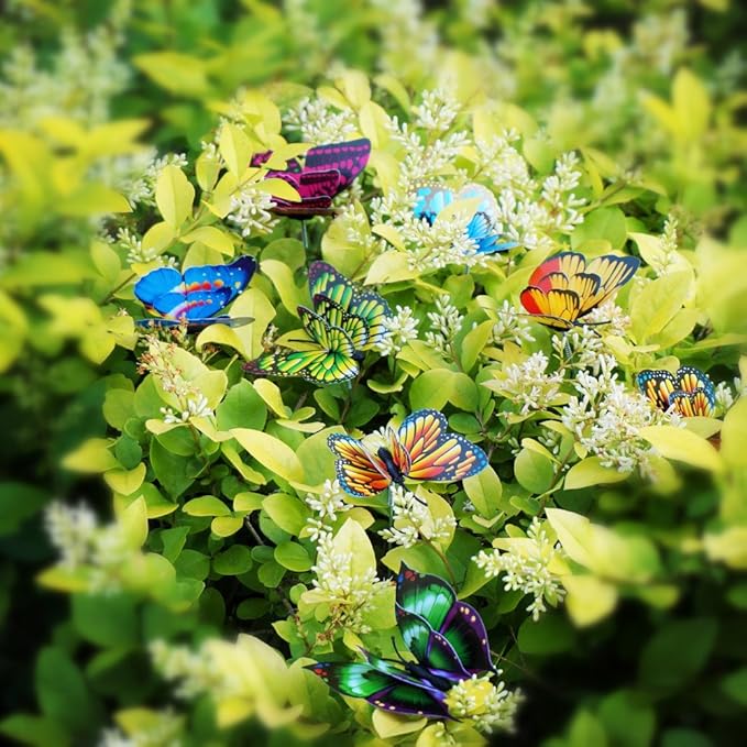 Butterfly Plant Stakes 50pcs Decorative Garden Waterproof Small Butterflies Decor Garden for Houseplant Flower Beds Plant Pots